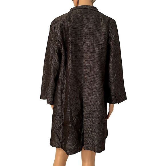 Eileen Fisher Women’s Size Large Metallic Silk Lined Open Face Cardigan Coat - Picture 2 of 12